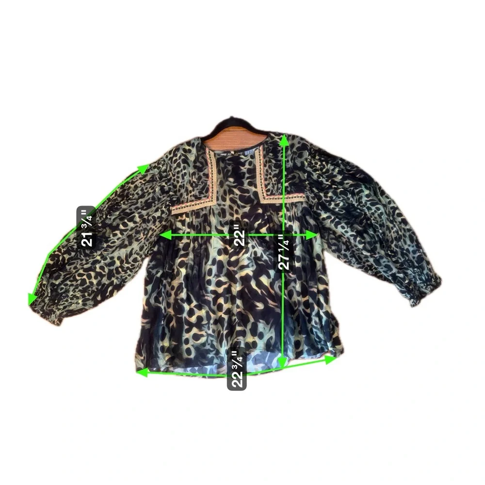 Anthropologie Bl-nk London Miranda Peasant Blouse- Large Petite - Picture 7 of 7